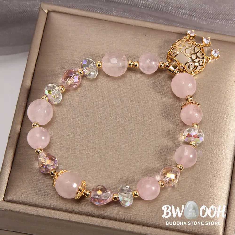Buddha Stones Natural Pink Crystal Soothing Protection Bracelet - BWOOOH - Pink Crystal(Soothing♥Warmth)(Wrist