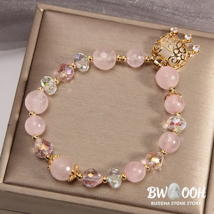 Buddha Stones Natural Pink Crystal Soothing Protection Bracelet - BWOOOH - Pink Crystal(Soothing♥Warmth)(Wrist