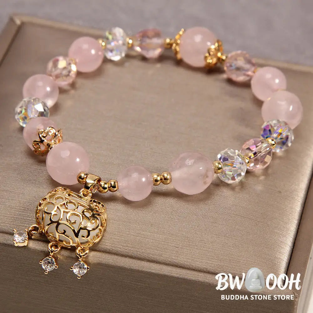 Buddha Stones Natural Pink Crystal Soothing Protection Bracelet - BWOOOH - Pink Crystal(Soothing♥Warmth)(Wrist