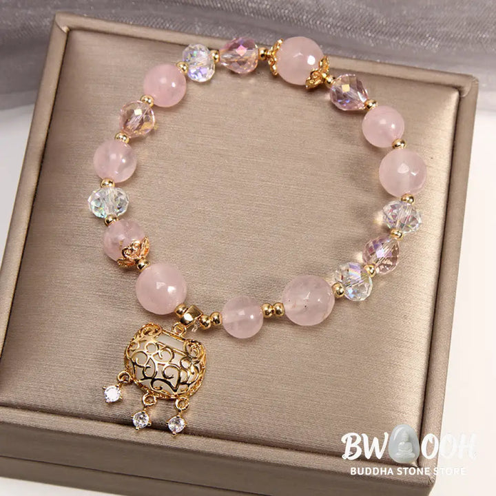 Buddha Stones Natural Pink Crystal Soothing Protection Bracelet - BWOOOH - Pink Crystal(Soothing♥Warmth)(Wrist