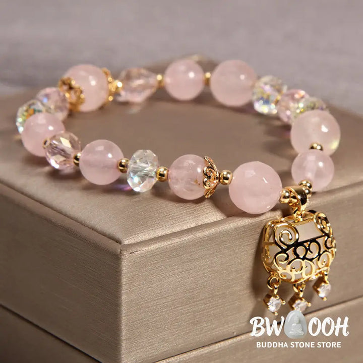 Buddha Stones Natural Pink Crystal Soothing Protection Bracelet - BWOOOH - Pink Crystal(Soothing♥Warmth)(Wrist
