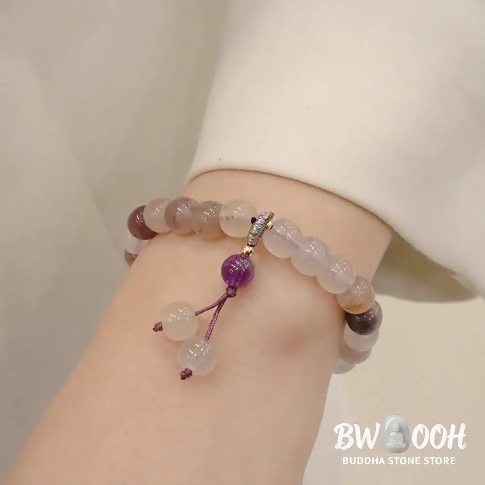 Buddha Stones Natural Purple Golden Silk Jade Violet Flower Bead Charm Wealth Bracelet - BWOOOH - Bracelet