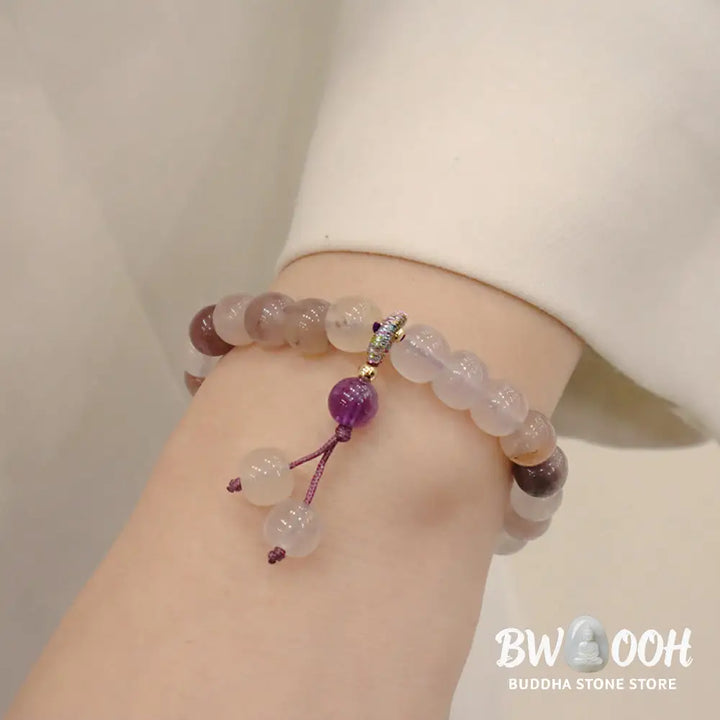 Buddha Stones Natural Purple Golden Silk Jade Violet Flower Bead Charm Wealth Bracelet - BWOOOH - Bracelet