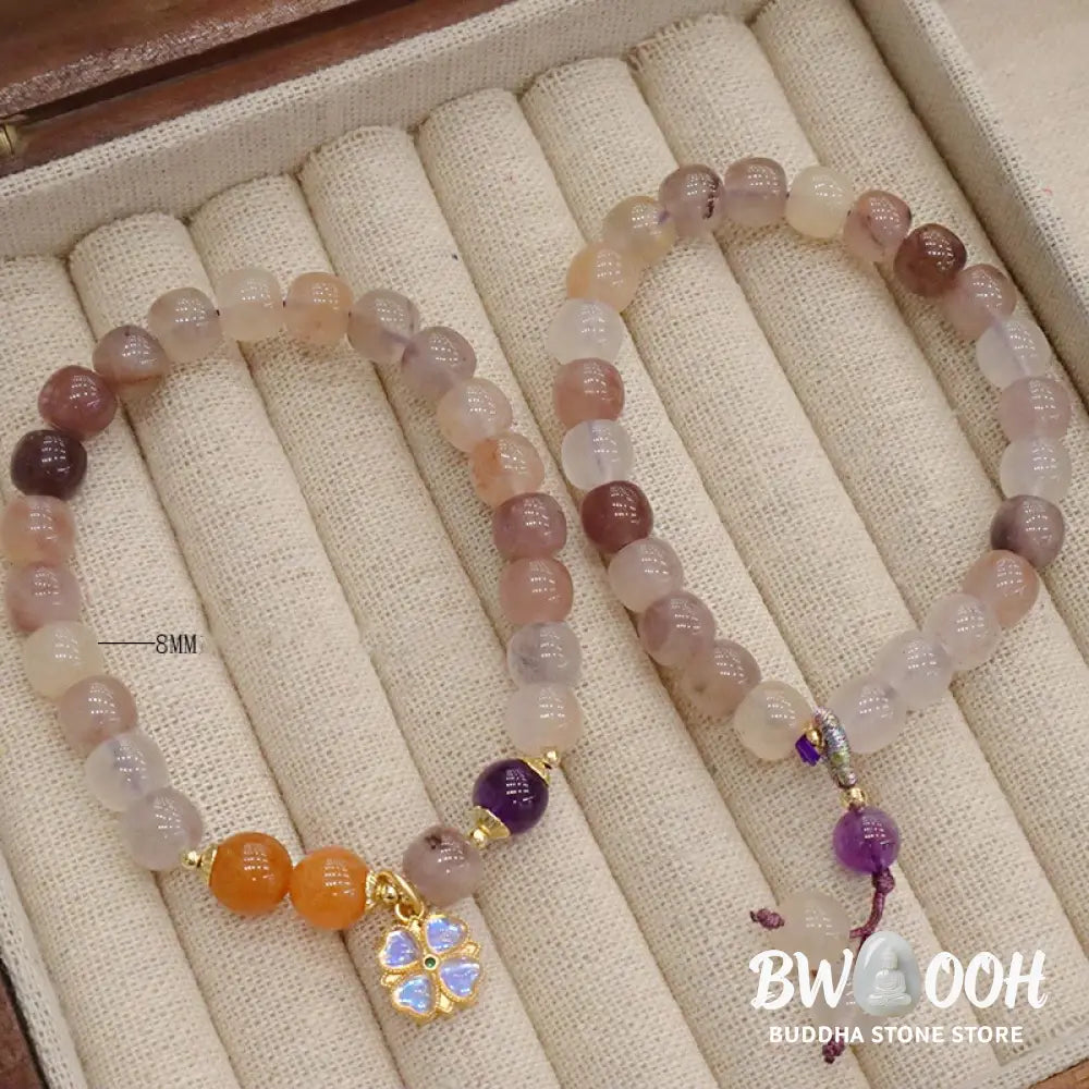 Buddha Stones Natural Purple Golden Silk Jade Violet Flower Bead Charm Wealth Bracelet - BWOOOH - Bracelet