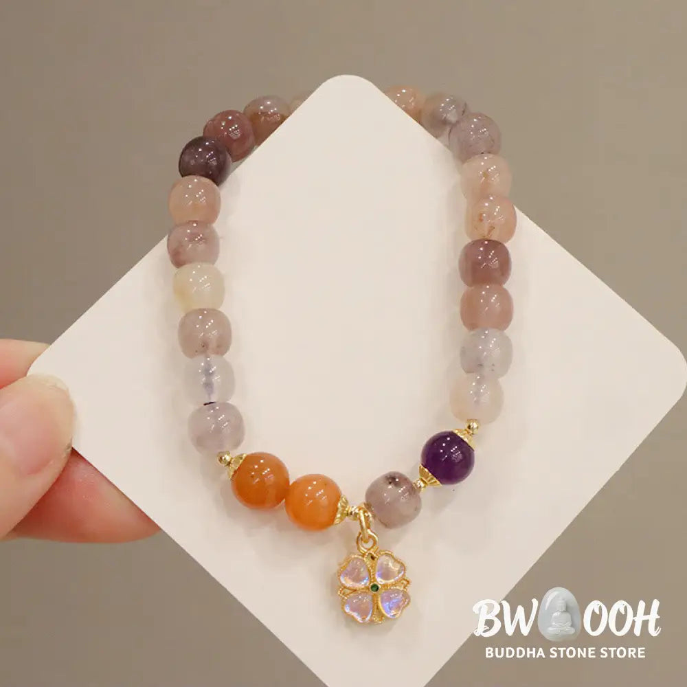 Buddha Stones Natural Purple Golden Silk Jade Violet Flower Bead Charm Wealth Bracelet - BWOOOH - Bracelet