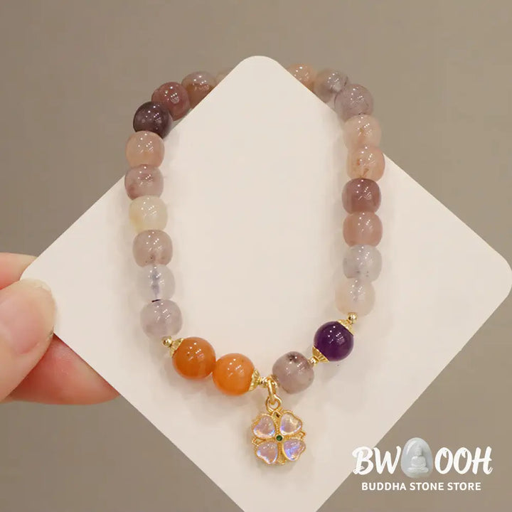 Buddha Stones Natural Purple Golden Silk Jade Violet Flower Bead Charm Wealth Bracelet - BWOOOH - Bracelet