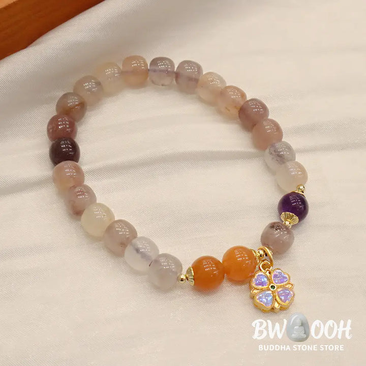 Buddha Stones Natural Purple Golden Silk Jade Violet Flower Bead Charm Wealth Bracelet - BWOOOH - Bracelet