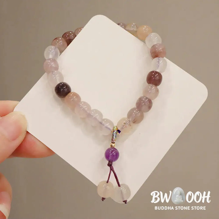 Buddha Stones Natural Purple Golden Silk Jade Violet Flower Bead Charm Wealth Bracelet - BWOOOH - Bracelet