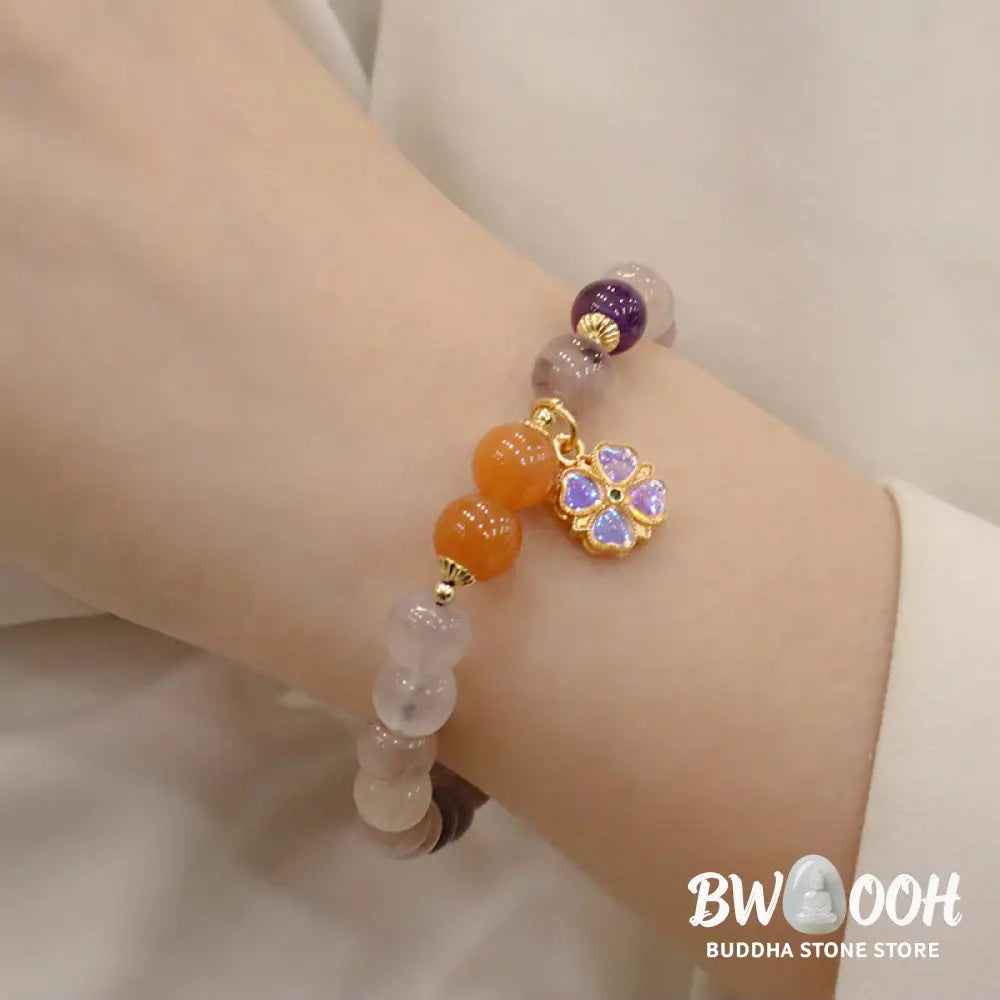 Buddha Stones Natural Purple Golden Silk Jade Violet Flower Bead Charm Wealth Bracelet - BWOOOH - Bracelet