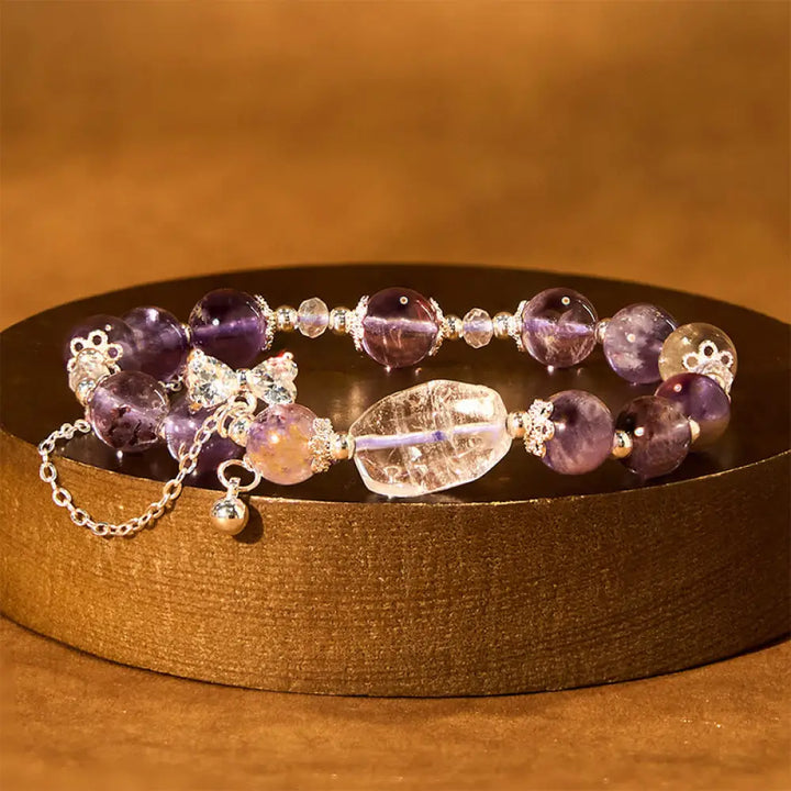 BWOOOH Natural Purple Phantom Bow Wisdom Bracelet — natural stone crystal healing bracelet for spiritual healing and mindf...