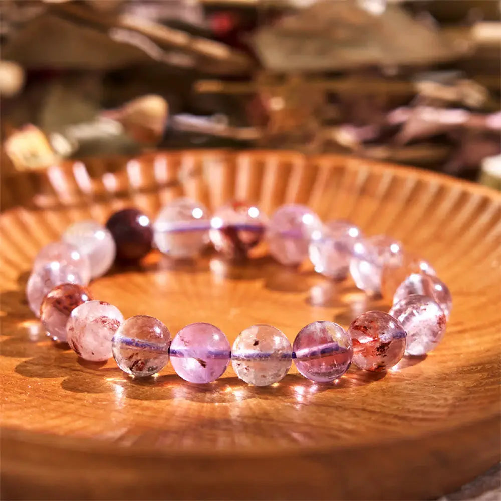 Buddha Stones Natural Purple Phantom Love Wisdom Bracelet - BWOOOH - Purple Phantom-10mm(Wrist Circumference: