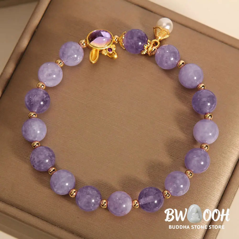 Buddha Stones Natural Purple Quartzite Rabbit Happiness Bracelet - BWOOOH - Purple Quartzite(Wrist Circumference