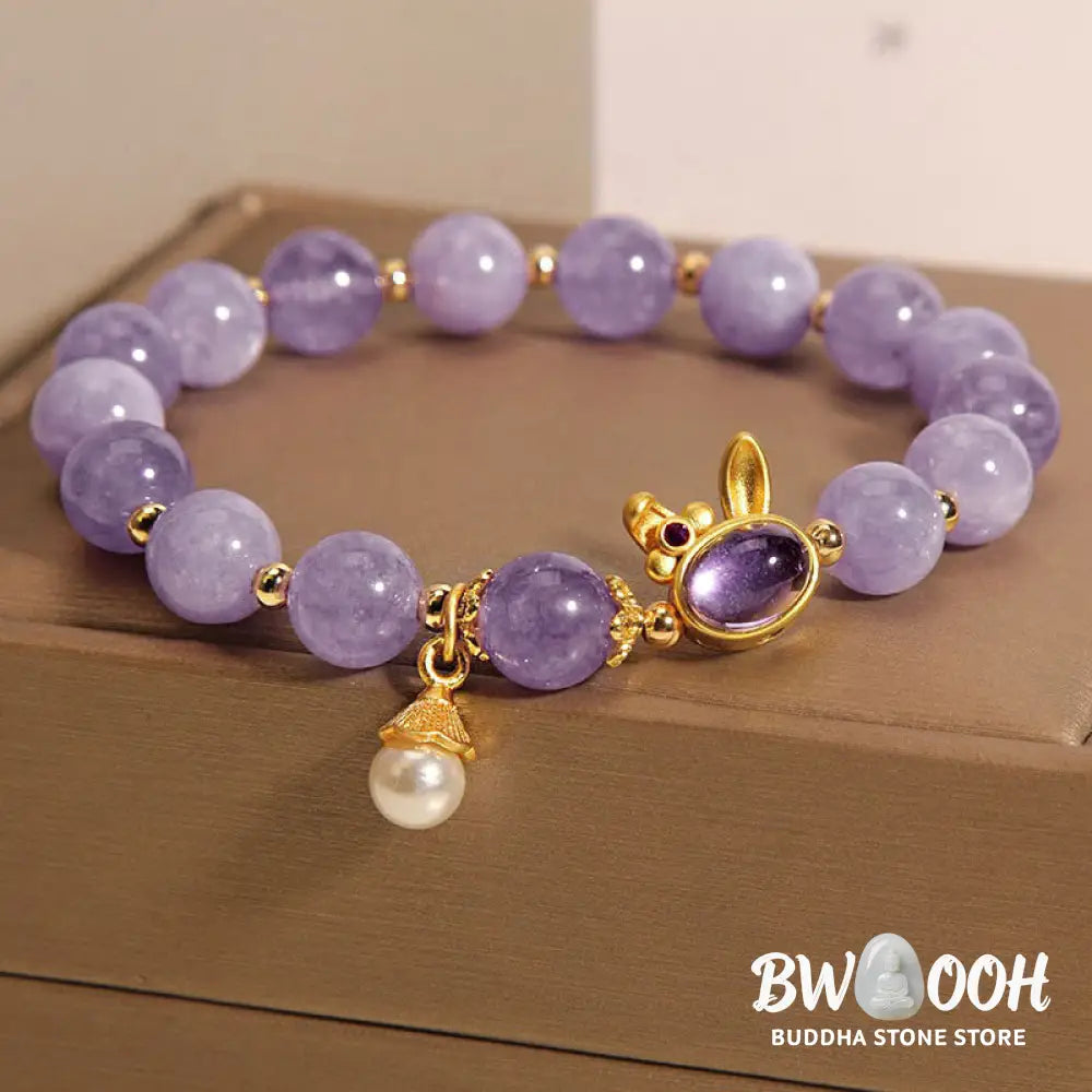 Buddha Stones Natural Purple Quartzite Rabbit Happiness Bracelet - BWOOOH - Purple Quartzite(Wrist Circumference
