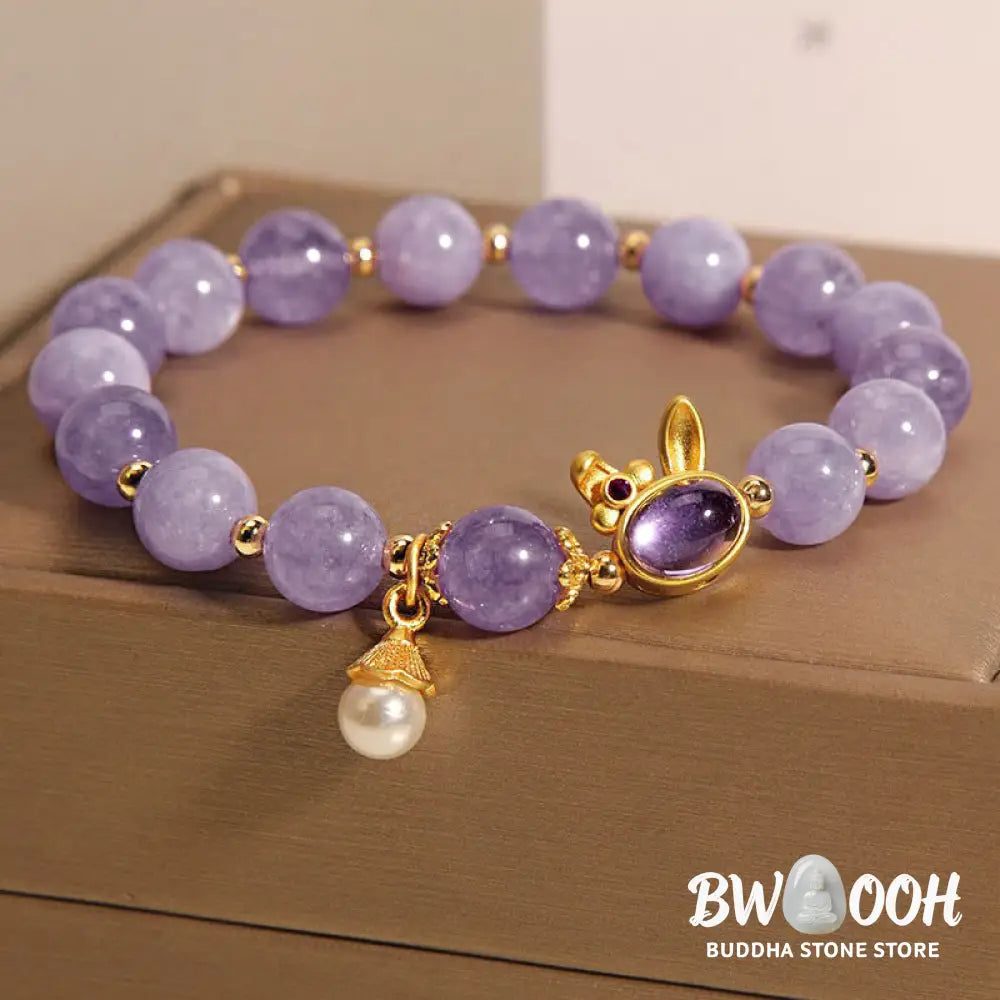 Buddha Stones Natural Purple Quartzite Rabbit Happiness Bracelet - BWOOOH - Purple Quartzite(Wrist Circumference