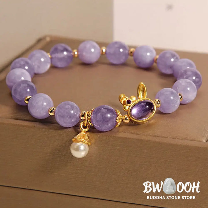 Buddha Stones Natural Purple Quartzite Rabbit Happiness Bracelet - BWOOOH - Purple Quartzite(Wrist Circumference