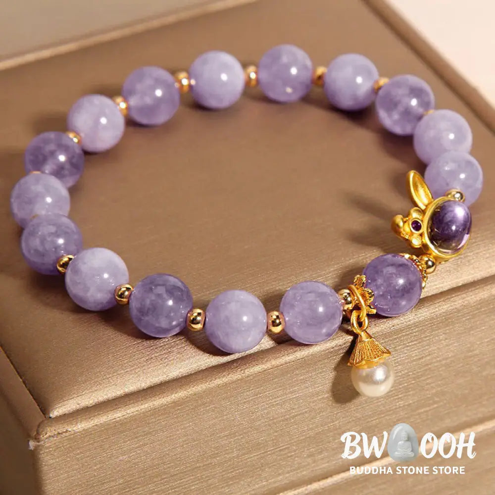 Buddha Stones Natural Purple Quartzite Rabbit Happiness Bracelet - BWOOOH - Purple Quartzite(Wrist Circumference