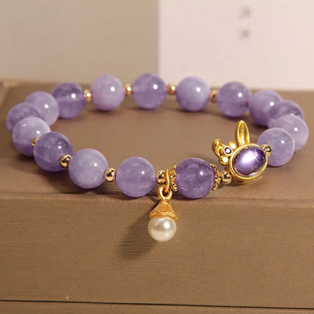 BWOOOH Natural Purple Quartzite Rabbit Happiness Bracelet - BWOOOH - Purple Quartzite(Wrist Circumference