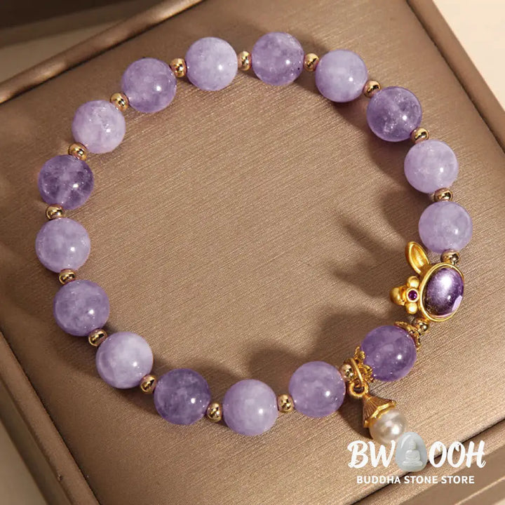 Buddha Stones Natural Purple Quartzite Rabbit Happiness Bracelet - BWOOOH - Purple Quartzite(Wrist Circumference