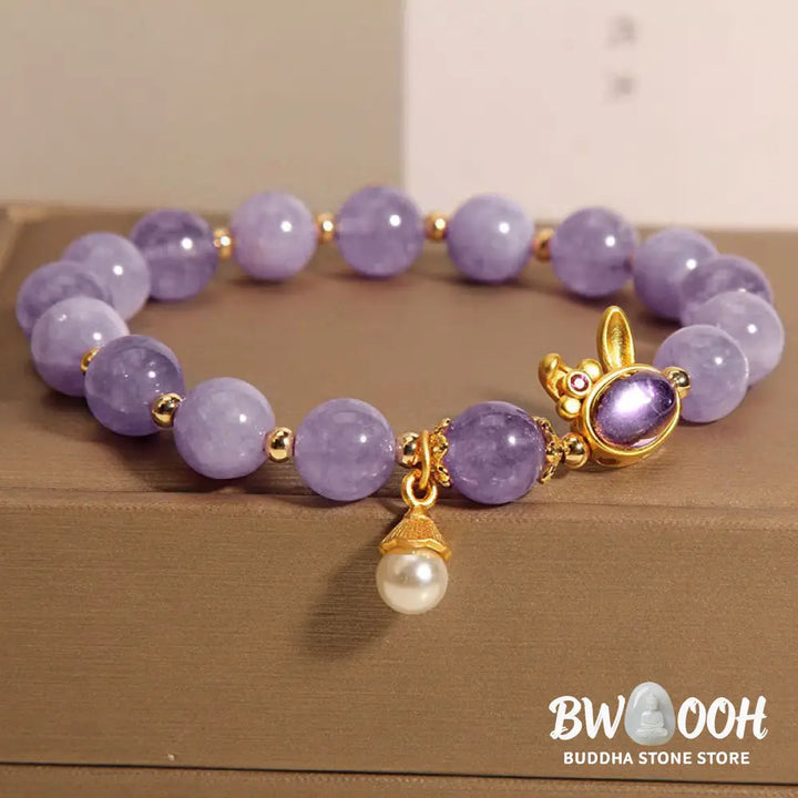 Buddha Stones Natural Purple Quartzite Rabbit Happiness Bracelet - BWOOOH - Purple Quartzite(Wrist Circumference