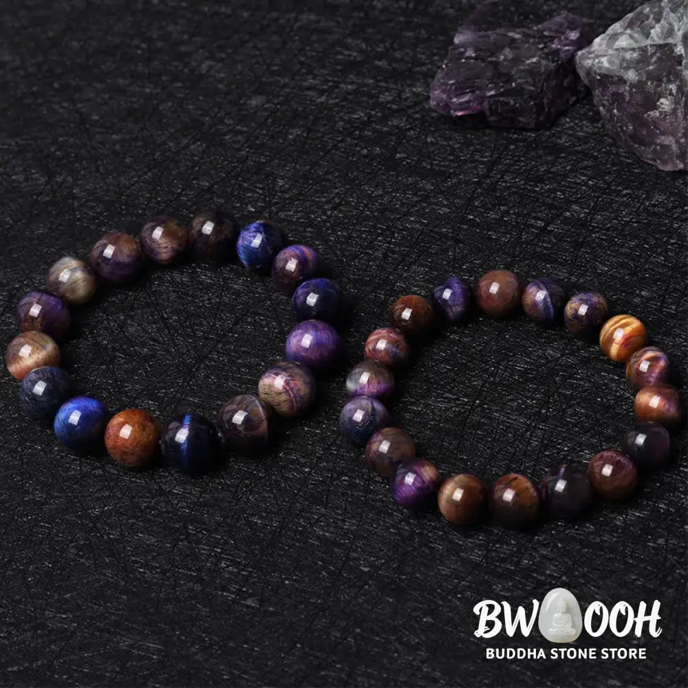 BWOOOH Natural Purple Tiger Eye Protection Strength Bracelet | spiritual healing bracelet
