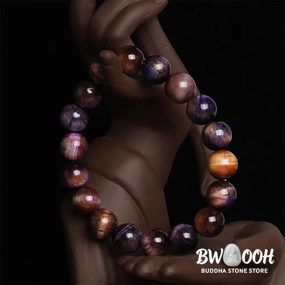 Buddha Stones Natural Purple Tiger Eye Protection Strength Bracelet - BWOOOH - Bracelet