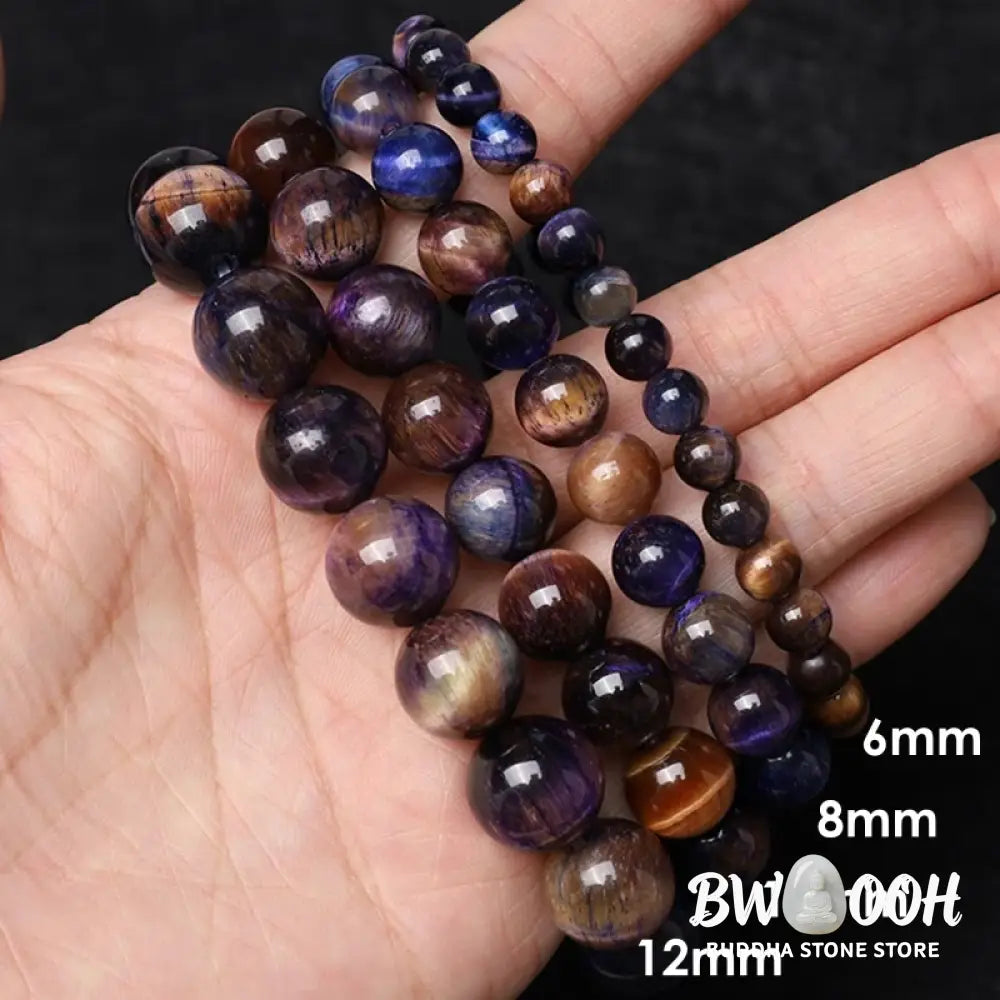 Buddha Stones Natural Purple Tiger Eye Protection Strength Bracelet - BWOOOH - Bracelet