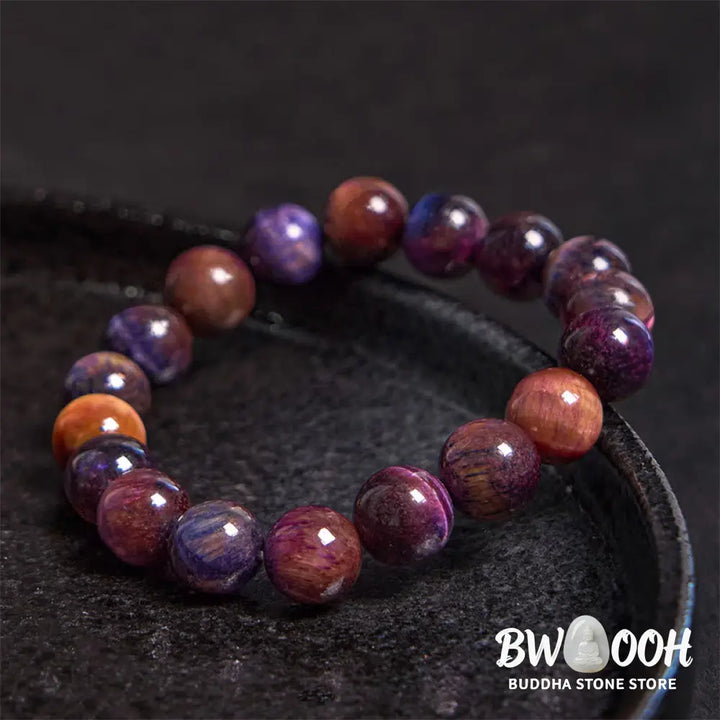 Buddha Stones Natural Purple Tiger Eye Protection Strength Bracelet - BWOOOH - Bracelet