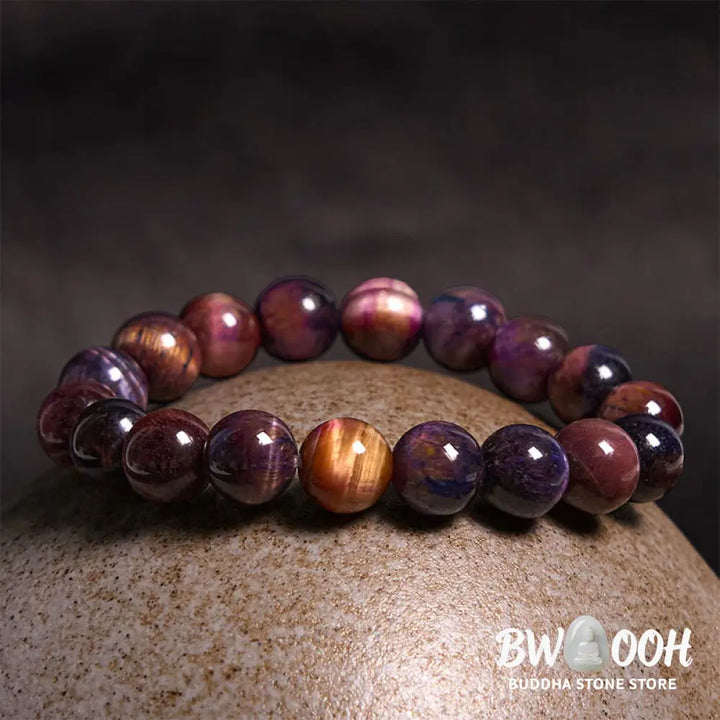 Buddha Stones Natural Purple Tiger Eye Protection Strength Bracelet - BWOOOH - Bracelet