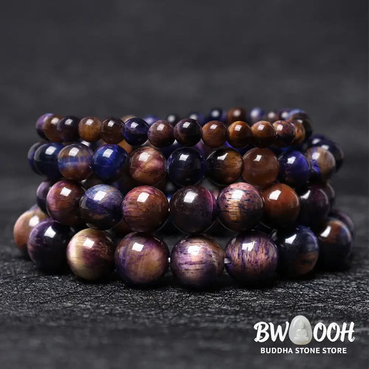 Buddha Stones Natural Purple Tiger Eye Protection Strength Bracelet - BWOOOH - Bracelet