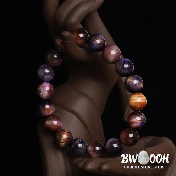 Buddha Stones Natural Purple Tiger Eye Protection Strength Bracelet - BWOOOH - Bracelet