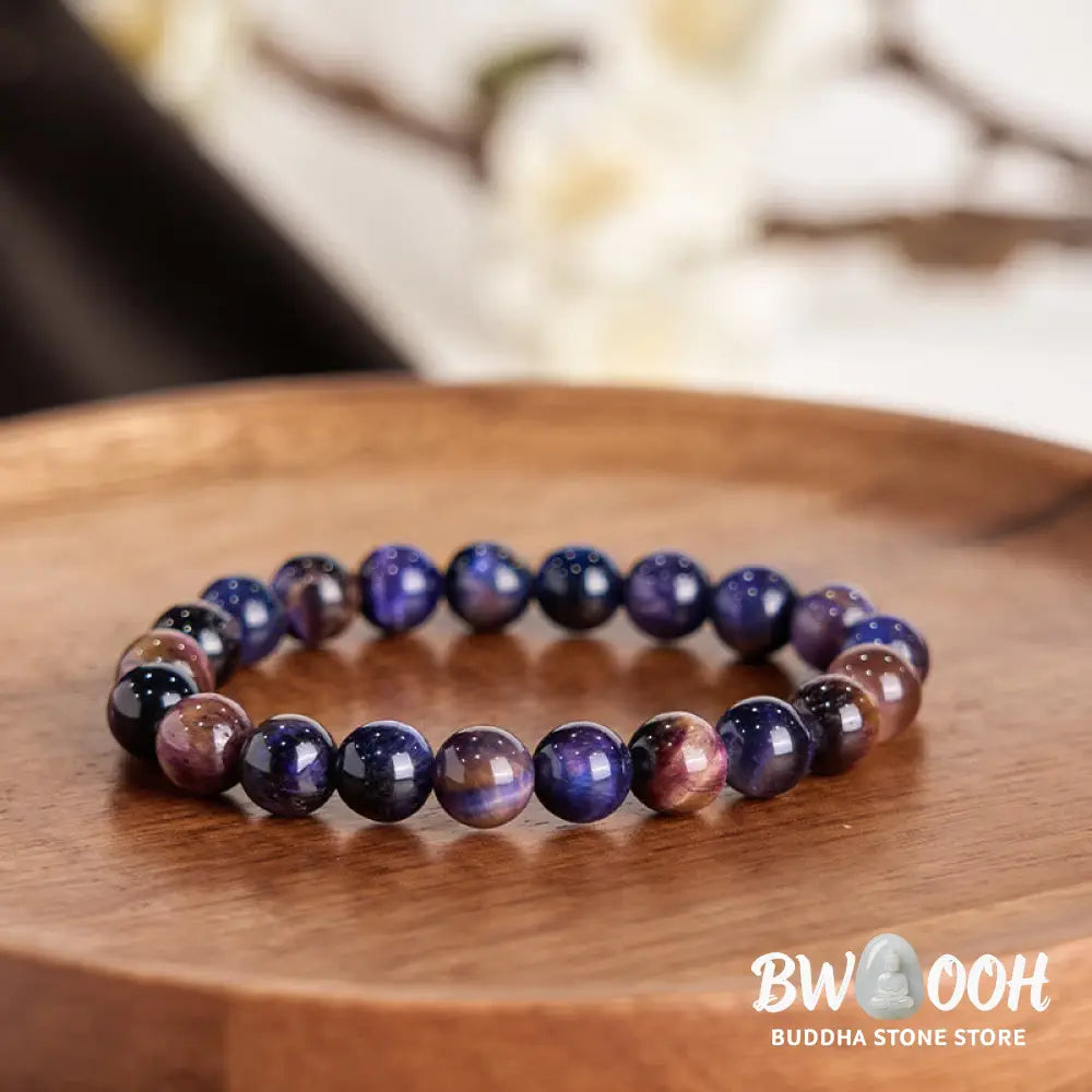 Buddha Stones Natural Purple Tiger Eye Protection Strength Bracelet - BWOOOH - Bracelet