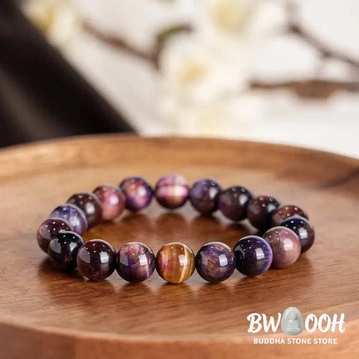 Buddha Stones Natural Purple Tiger Eye Protection Strength Bracelet - BWOOOH - Bracelet