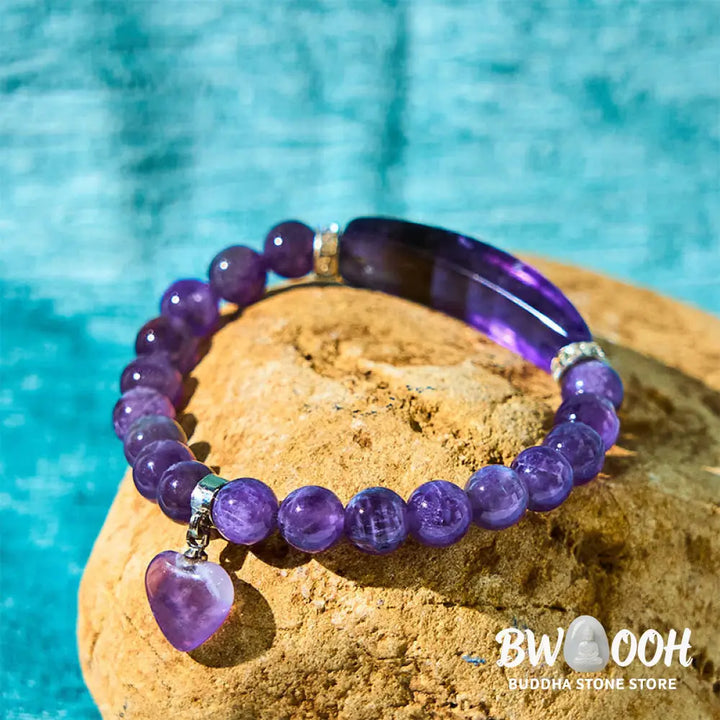 Buddha Stones Natural Quartz Love Heart Healing Beads Bracelet - BWOOOH - Bracelet