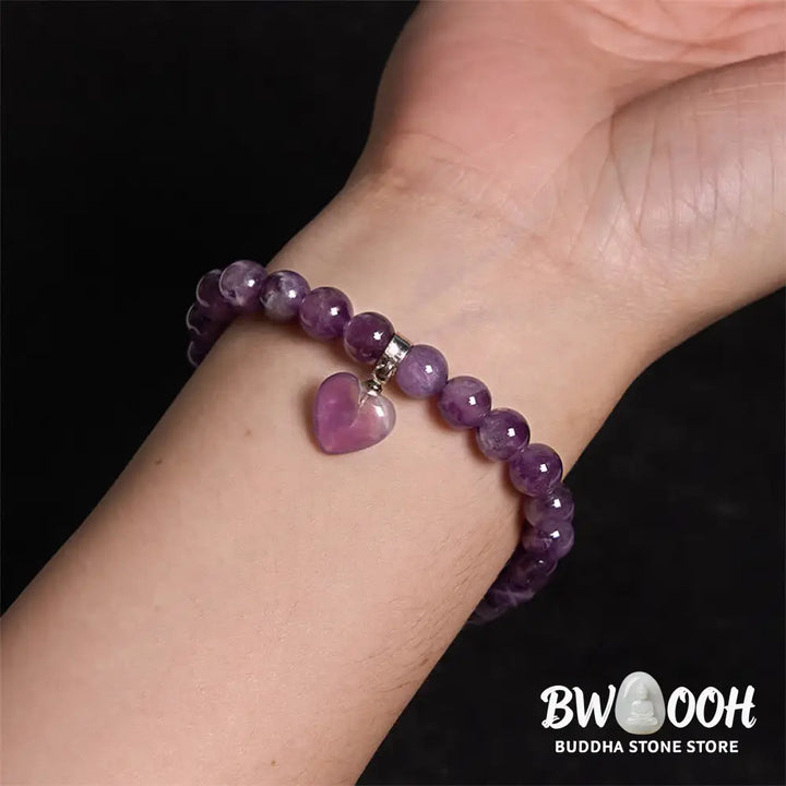Buddha Stones Natural Quartz Love Heart Healing Beads Bracelet - BWOOOH - Bracelet