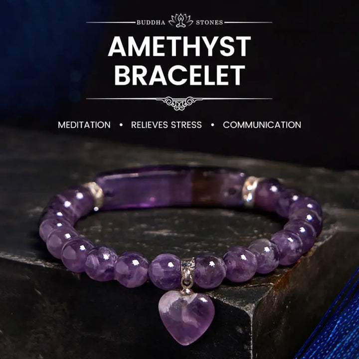 BWOOOH Natural Quartz Love Heart Healing Beads Bracelet - BWOOOH - Amethyst - Bracelet
