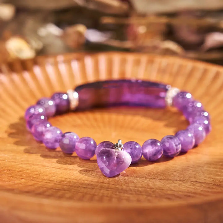 BWOOOH Natural Quartz Love Heart Healing Beads Bracelet - BWOOOH - Amethyst - Bracelet