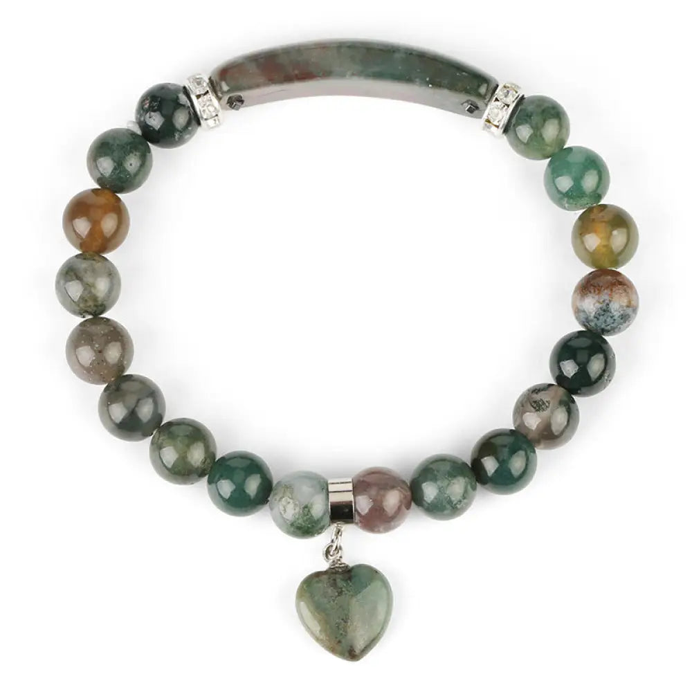 Buddha Stones Natural Quartz Love Heart Healing Beads Bracelet - BWOOOH - Green Agate - Bracelet
