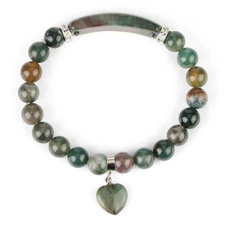 Buddha Stones Natural Quartz Love Heart Healing Beads Bracelet - BWOOOH - Green Agate - Bracelet