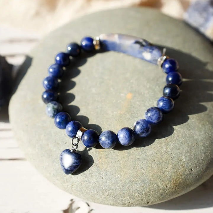 Buddha Stones Natural Quartz Love Heart Healing Beads Bracelet - BWOOOH - Lazurite - Bracelet
