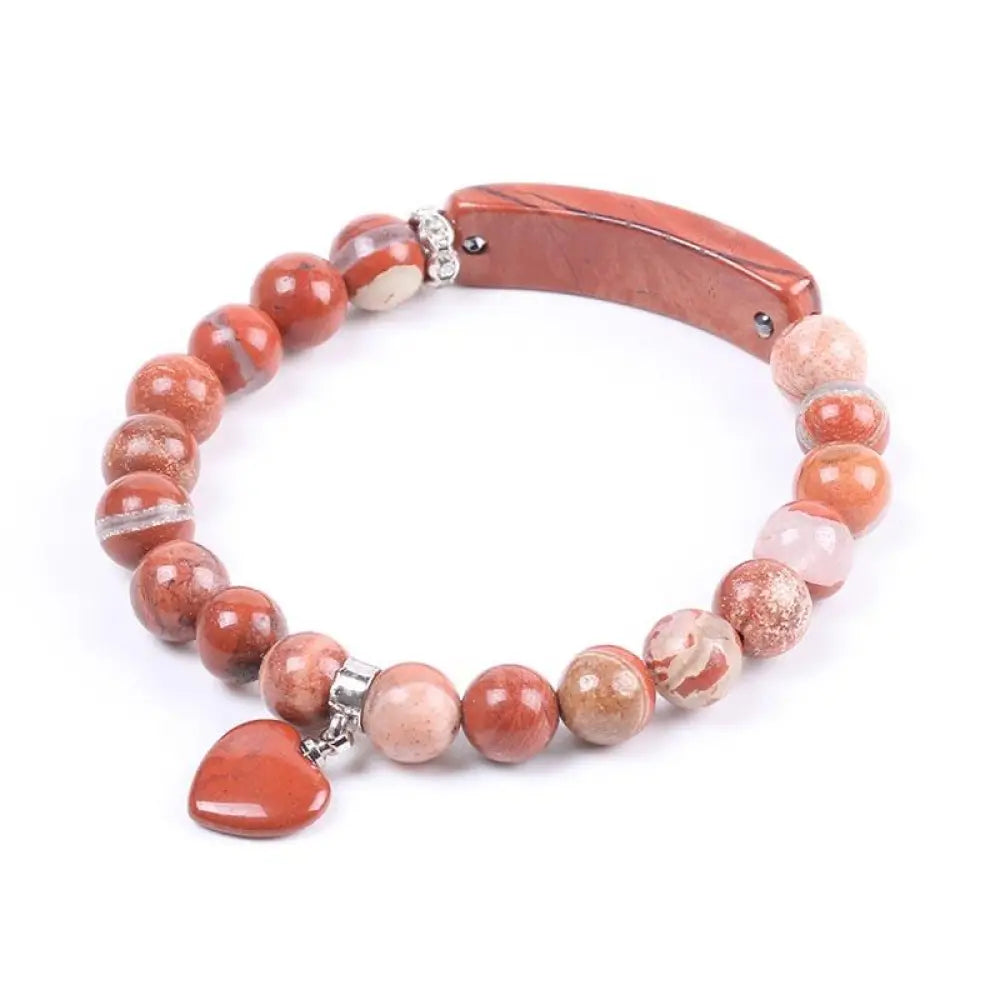 Buddha Stones Natural Quartz Love Heart Healing Beads Bracelet - BWOOOH - Red Jasper - Bracelet