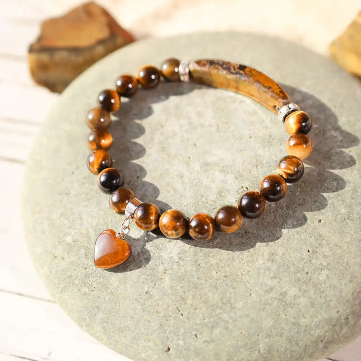 Buddha Stones Natural Quartz Love Heart Healing Beads Bracelet - BWOOOH - Tiger eye - Bracelet