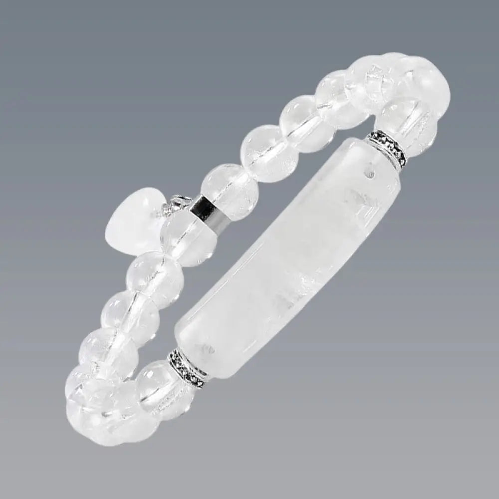 Buddha Stones Natural Quartz Love Heart Healing Beads Bracelet - BWOOOH - White Crystal - Bracelet