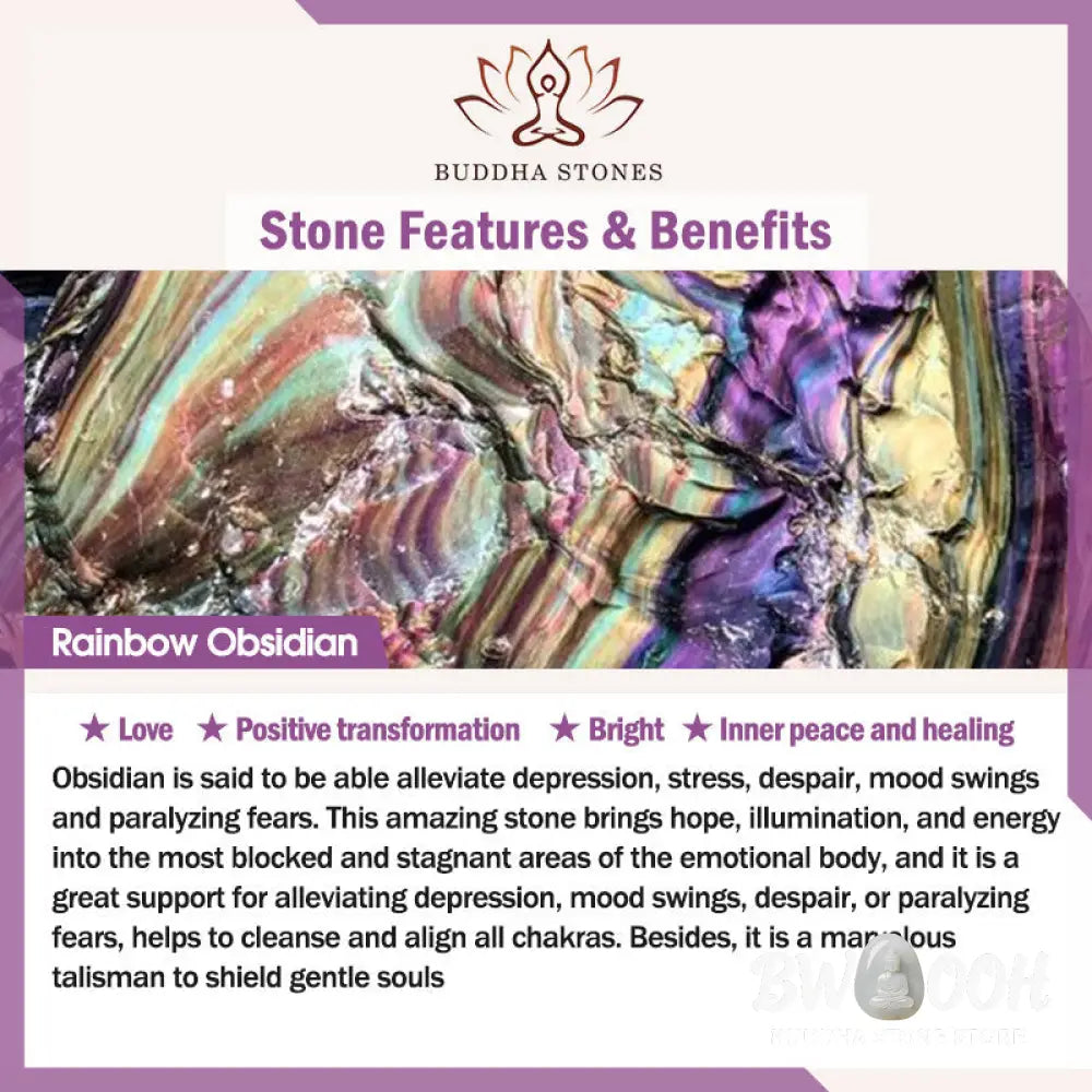 Buddha Stones Natural Rainbow Obsidian Positive Bracelet - BWOOOH - Rainbow Obsidian - Bracelet