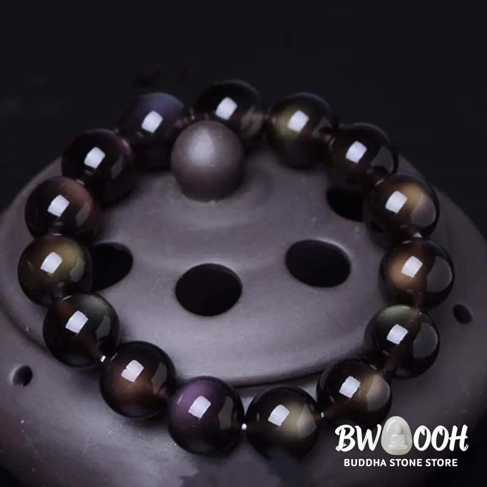 Buddha Stones Natural Rainbow Obsidian Positive Bracelet - BWOOOH - Rainbow Obsidian - Bracelet