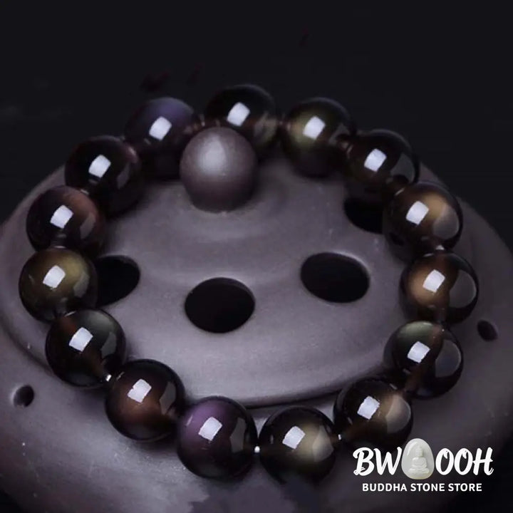 Buddha Stones Natural Rainbow Obsidian Positive Bracelet - BWOOOH - Rainbow Obsidian - Bracelet