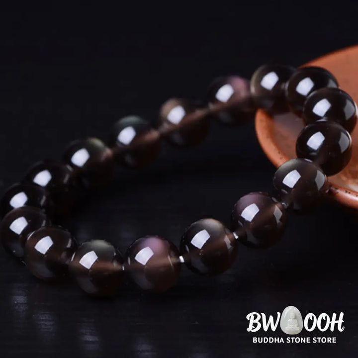 Buddha Stones Natural Rainbow Obsidian Positive Bracelet - BWOOOH - Rainbow Obsidian - Bracelet