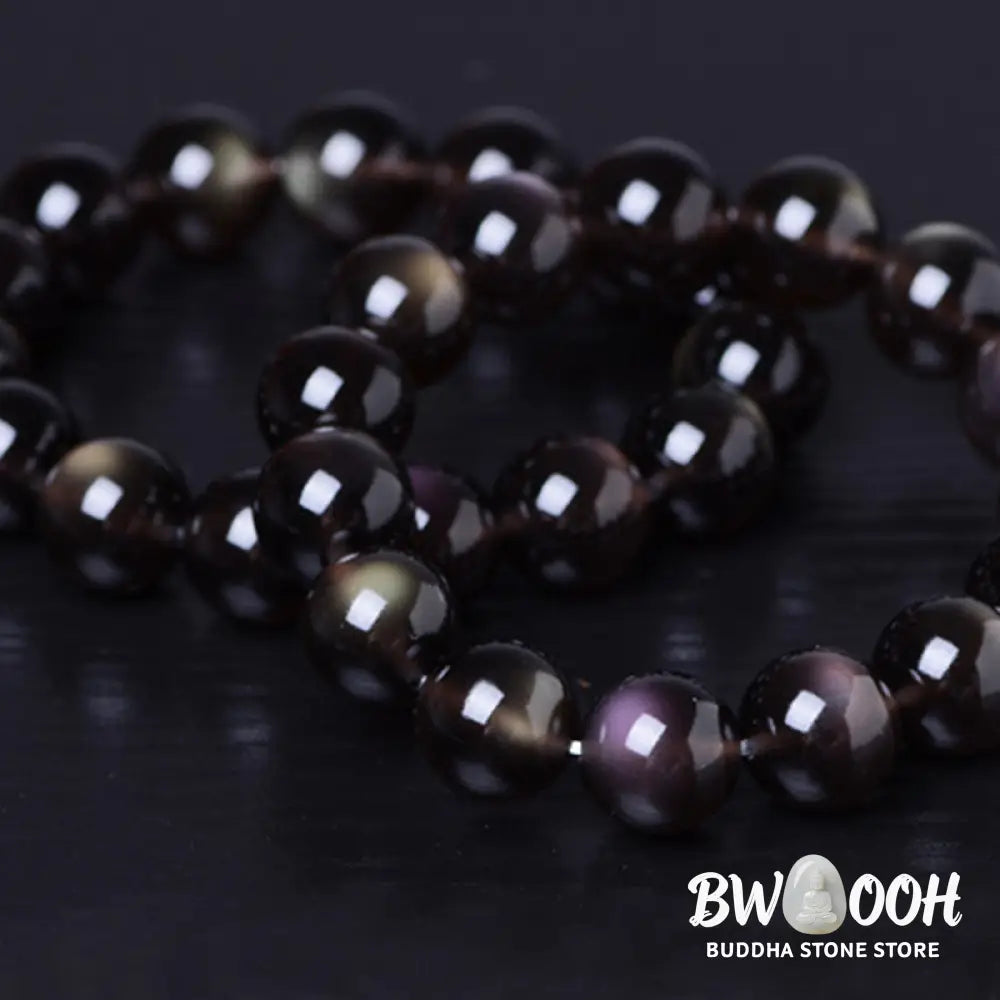 Buddha Stones Natural Rainbow Obsidian Positive Bracelet - BWOOOH - Rainbow Obsidian - Bracelet