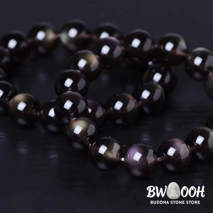 Buddha Stones Natural Rainbow Obsidian Positive Bracelet - BWOOOH - Rainbow Obsidian - Bracelet