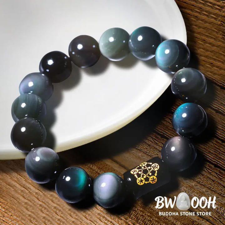 Buddha Stones Natural Rainbow Obsidian Positive Transformation Bracelet - BWOOOH - Bracelet