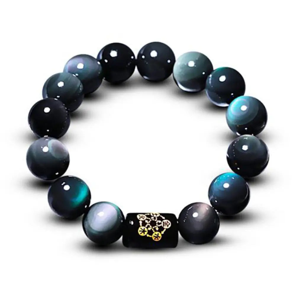 Buddha Stones Natural Rainbow Obsidian Positive Transformation Bracelet - BWOOOH - Bracelet